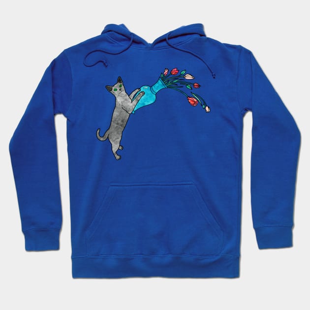 Russian Blue Cat Hoodie by Kelly Louise Art